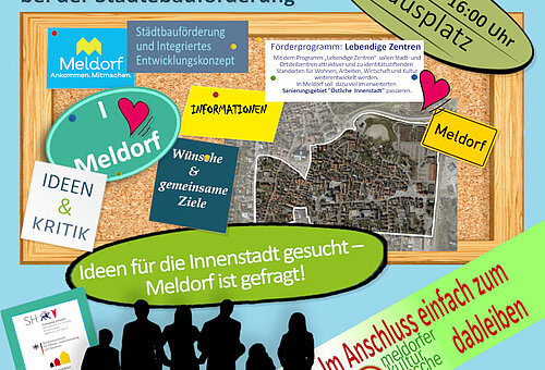 Werbebild mit Einladung zum Bürgerdialog am 17.07.2024 auf dem Rathausplatz 